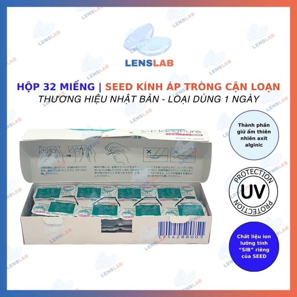 Hộp 32 Miếng | Kính Áp Tròng Cận Loạn SEED 1-Day Pure UV 1 Ngày - Hàng Chính Hãng