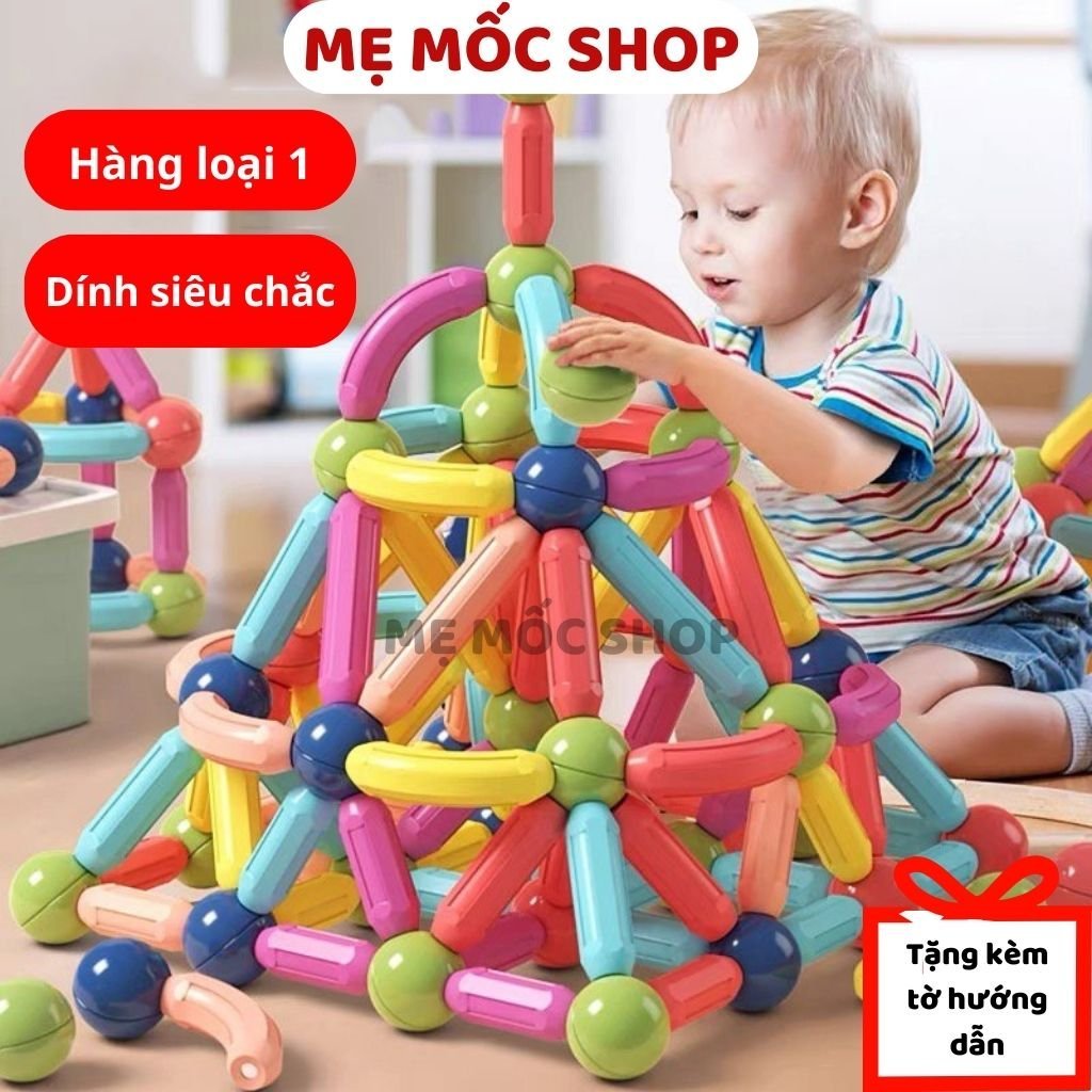 Combo Bộ Xếp Hình Nam Châm 64 Chi Tiết, Đồ Chơi Nam Châm Ghép Hình Gỗ Sáng Tạo Thông Minh Cho Bé 1 2 3 4 5 Tuổi Tư Duy