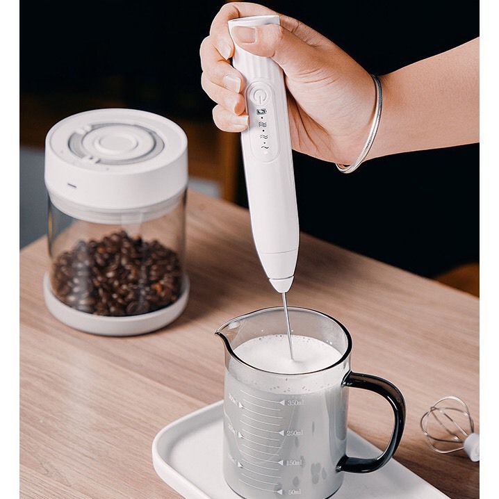 Máy Đánh Bọt Cà Phê Mini Cầm Tay WHISK 3 Cấp Độ Sạc Pin, Máy Đánh Trứng - đánh cafe