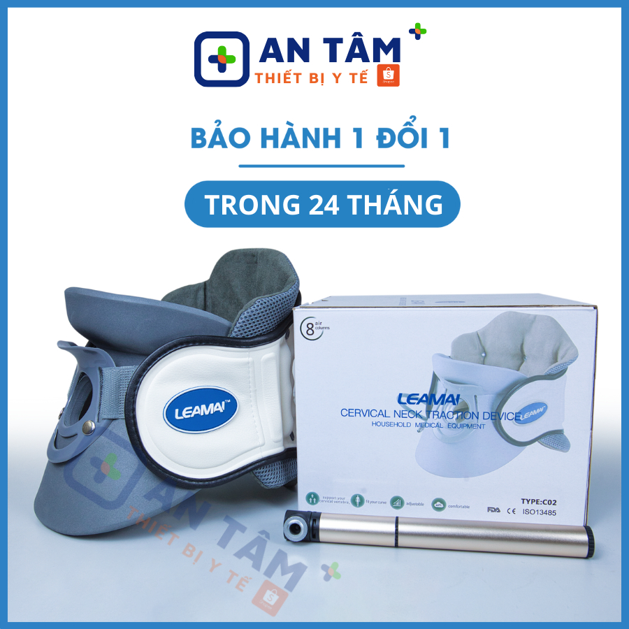 Đai Hơi Kéo Giãn Cột Sống Cổ LEAMAI [BẢO HÀNH 24 THÁNG] Đai Kéo Cổ, Hỗ Trợ Chấn Thương Cổ, Thoái Hóa Đốt Sống Cổ
