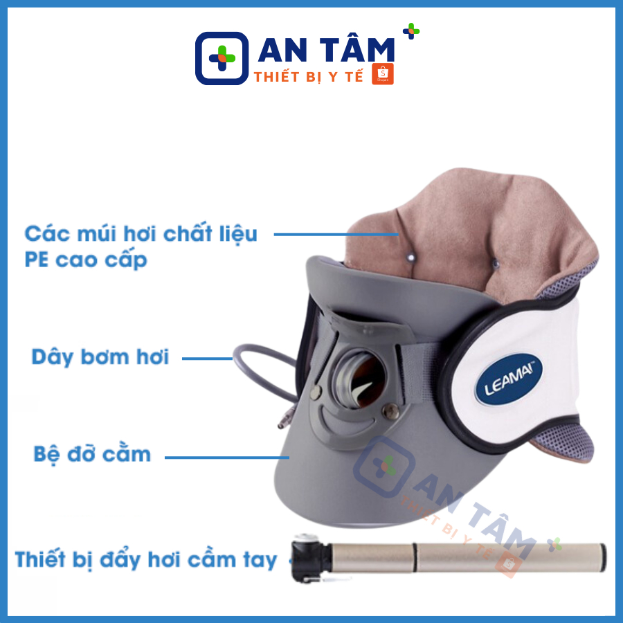 Đai Hơi Kéo Giãn Cột Sống Cổ LEAMAI [BẢO HÀNH 24 THÁNG] Đai Kéo Cổ, Hỗ Trợ Chấn Thương Cổ, Thoái Hóa Đốt Sống Cổ