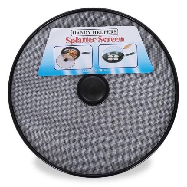 Nắp lưới đậy chảo chống văng dầu mỡ inox 28cm - 33cm - Năp lưới đen núm Đen