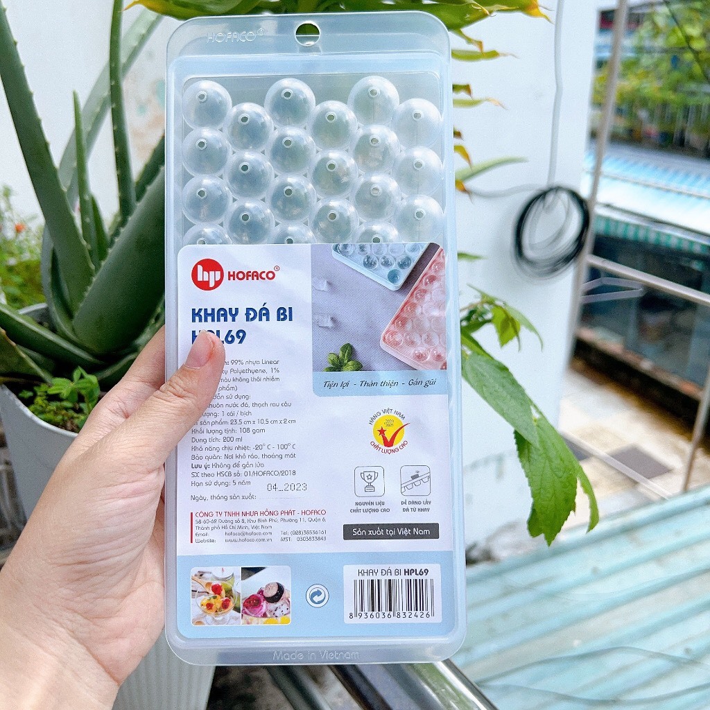 Khay đá bi nhỏ  63 viên HOFACO - HPL69 Hồng Phát - Khuôn làm đá viên bi nhỏ an toàn