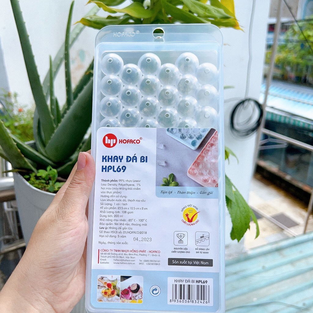 Khay đá bi nhỏ  63 viên HOFACO - HPL69 Hồng Phát - Khuôn làm đá viên bi nhỏ an toàn