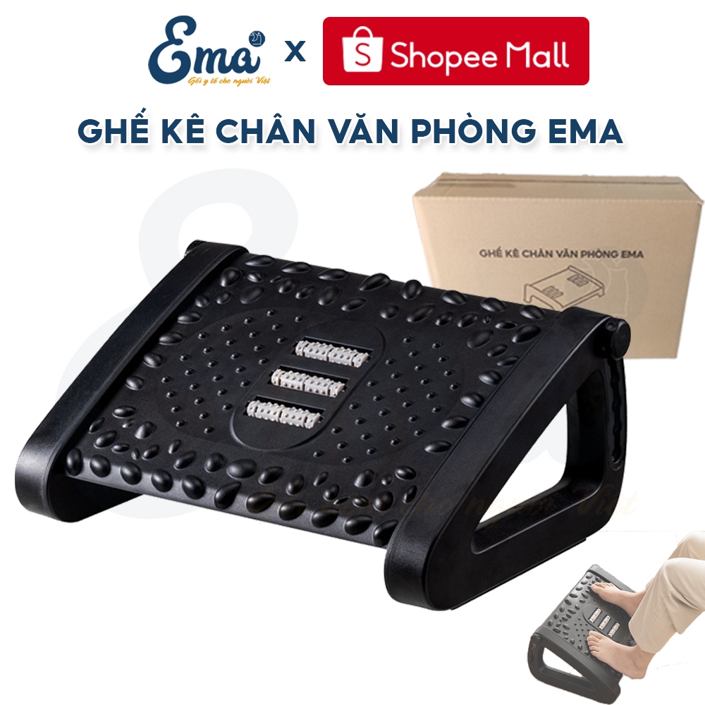 Ghế gác chân văn phòng công thái học EMA - Kệ kê chân có con lăn massage chỉnh độ cao chống mỏi | BigBuy360 - bigbuy360.vn