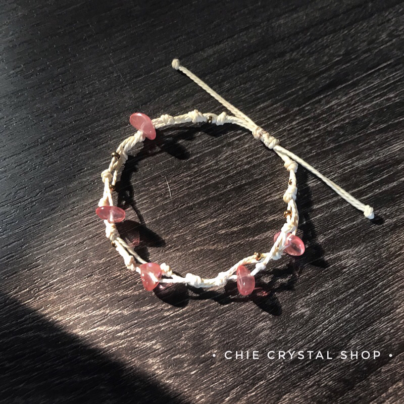 Vòng tay Aqua, Peri.dot, Citrine , Strawberry, Rose Quartz dâu tây phối hạt cườm may mắn