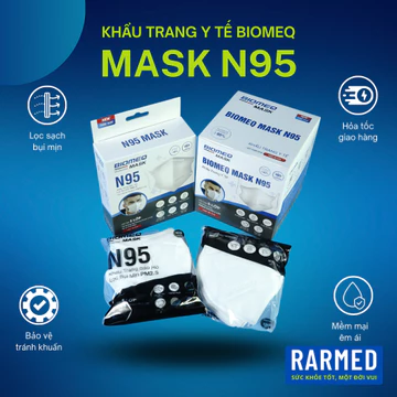 Hộp khẩu trang N95 bảo hộ 5 lớp Biomeq Mask N95 kháng khuẩn trắng mềm mịn, xử lý tĩnh điện