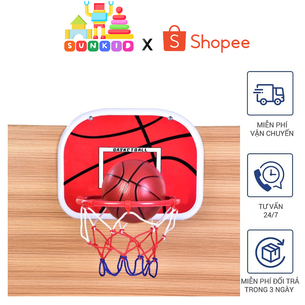 Bộ bóng rổ mini treo tường cho bé có tặng kèm bóng và bơm hơi, phát ...