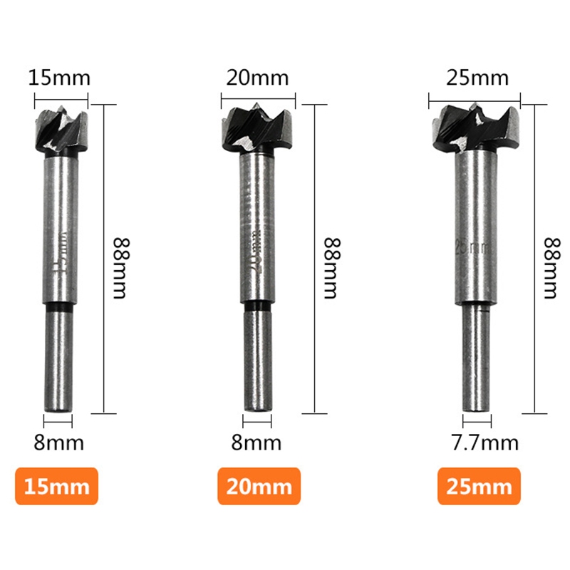 Bộ 5 mũi khoét gỗ 15-35mm chuôi tròn, mũi khoan gỗ lưỡi hợp kim