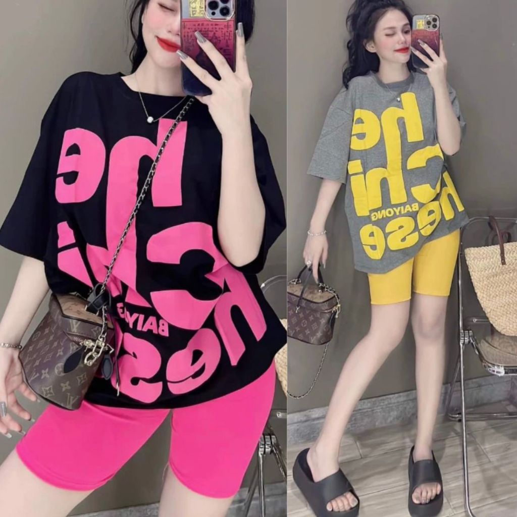 Đồ Bộ Mặc Nhà Nữ Bigsize ESHOP Quần Lửng Ngố Thun Gân Cotton Co Giãn Thể Thao Trung Niên DB48