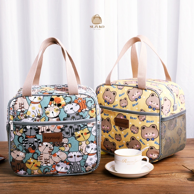 Túi đựng cơm văn phòng, túi đựng hộp cơm trưa phong cách Nhật Bản vải canvas cầm tay văn phòng SUZUKO BAGS TC16