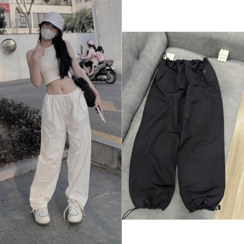 QUẦN KAKI TÚI HỘP NỮ RÚT EO ỐNG RỘNG CHẤT KAKI LOẠI ĐẸP QUẦN JOGGER DÂY ...