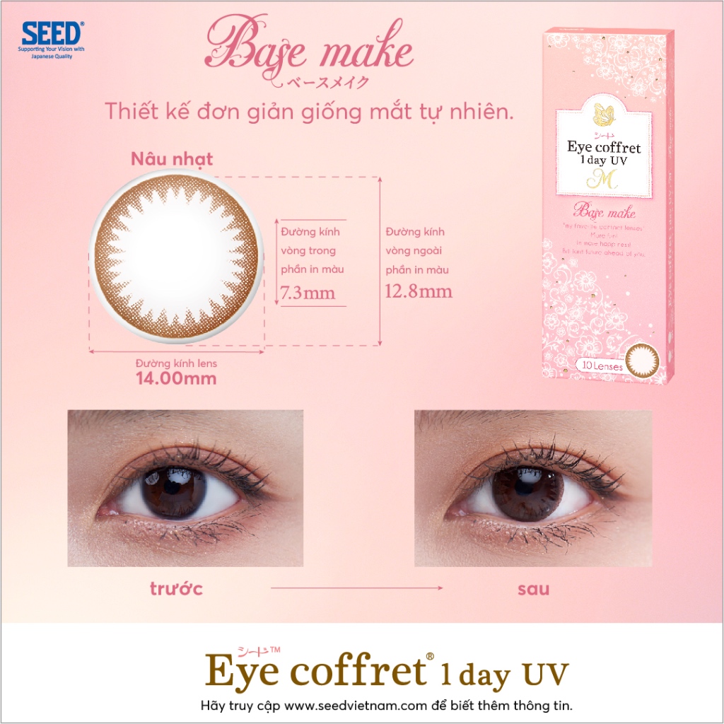 Hộp 10 Miếng | Kính Áp Tròng Có Màu SEED Eye Coffret 1-Day UV-M 1 Ngày - Hàng Chính Hãng