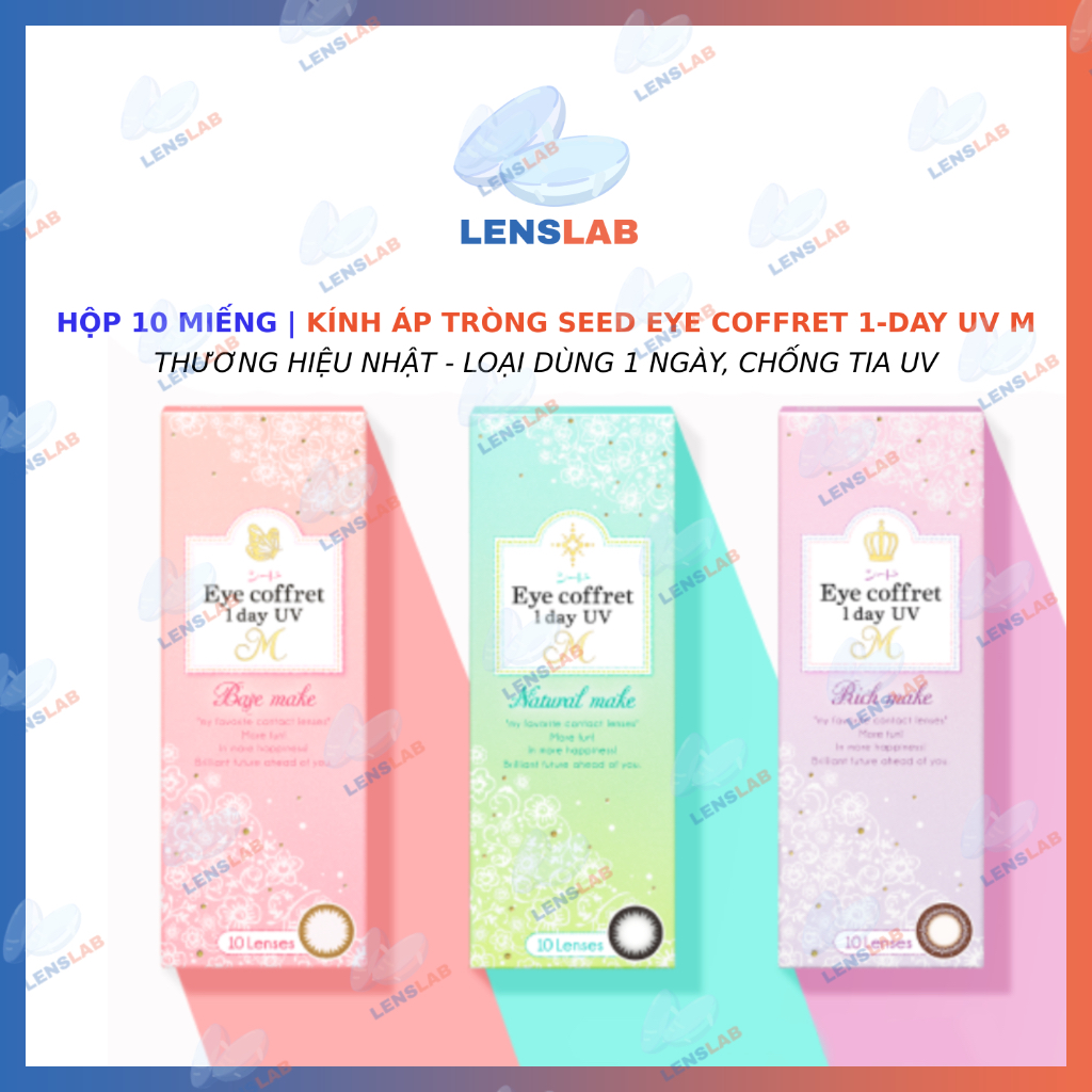 Hộp 10 Miếng | Kính Áp Tròng Có Màu SEED Eye Coffret 1-Day UV-M 1 Ngày - Hàng Chính Hãng