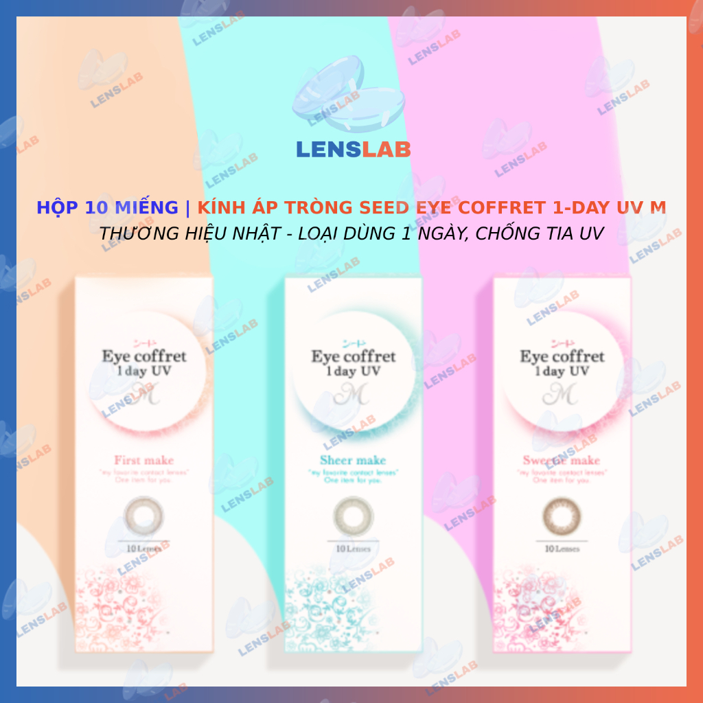 Hộp 10 Miếng | Kính Áp Tròng Có Màu SEED Eye Coffret 1-Day UV-M 1 Ngày - Hàng Chính Hãng