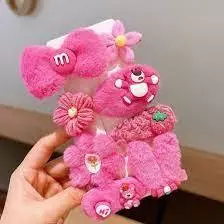 Sét 5 dây buộc tóc LÔNG Gấu Dâu Lotso Cho Bé