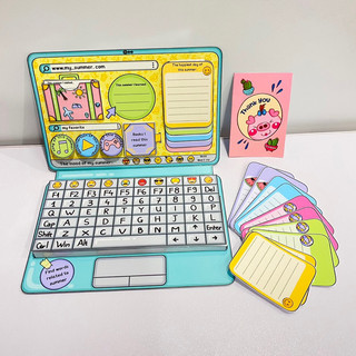Laptop ghi chú có ngăn đựng bằng giấy cho bé- Búp bê giấy