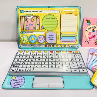 Laptop ghi chú có ngăn đựng bằng giấy cho bé- Búp bê giấy