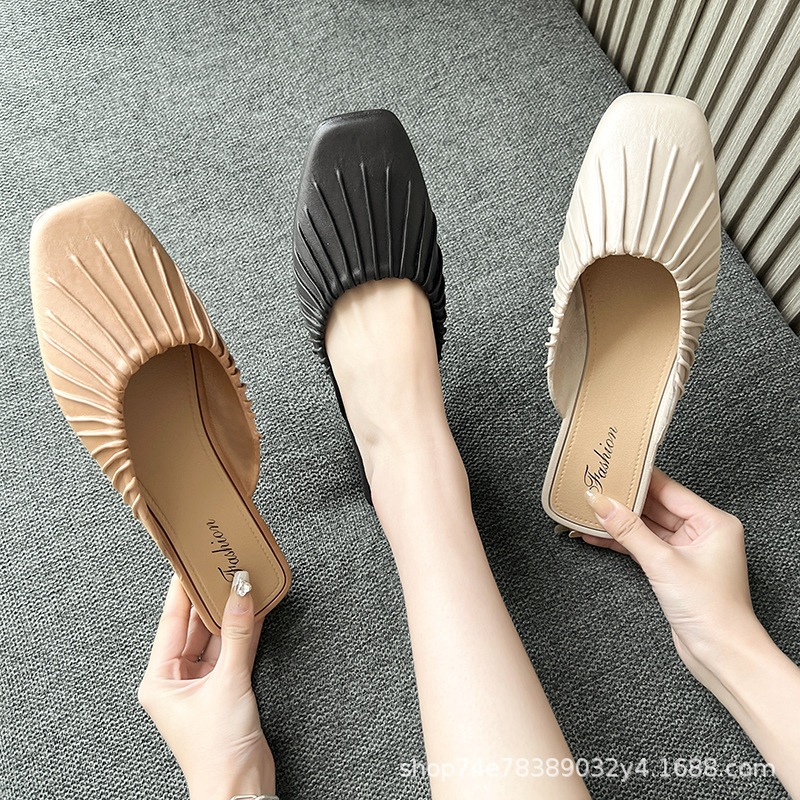 Dép sục nữ cao su xếp ly mũi vuông đế bệt êm chân nhiều màu chống nước tiện dụng, nhẹ tênh, đi êm chân