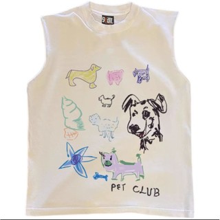 Áo Ba Lỗ Tank Top Phối Họa Tiết PET CLUB Cá Tính, Áo Tank Top Phong Cách Thể Thao Trẻ Trung Cá Tính Chất Liệu Cotton Khô
