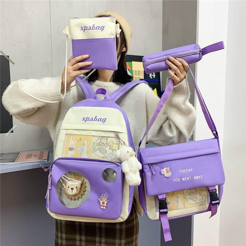 Balo set 4 món thời trang đi học nam nữ - Sư tử