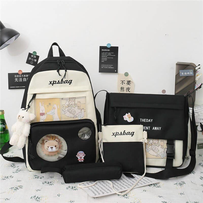 Balo set 4 món thời trang đi học nam nữ - Sư tử