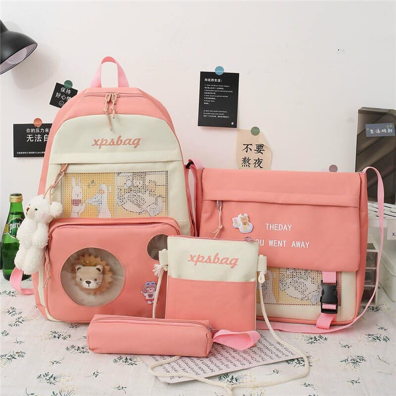 Balo set 4 món thời trang đi học nam nữ - Sư tử