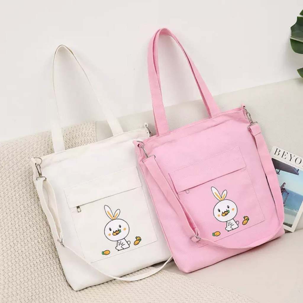 Túi tote đi học thời trang nam nữ giá rẻ - thỏ ăn cà rốt