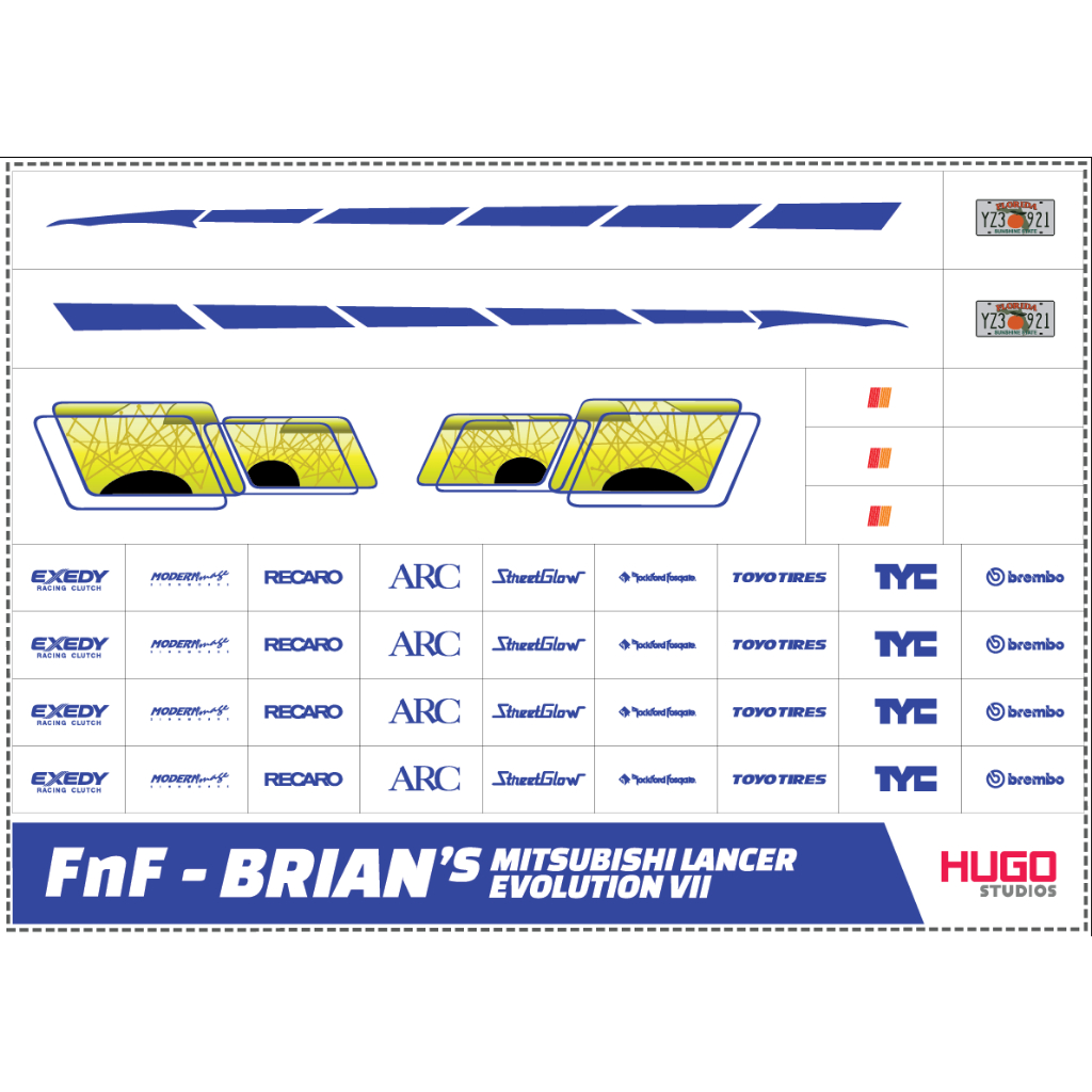 Hugo Studios Decal trượt nước Fast And Furious Brian - Mitsubishi ...