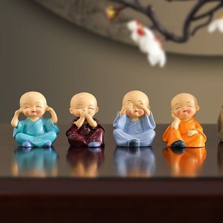 [Set 4] Chú Tiểu Trang Trí Ô Tô Chú Tiểu Mini Tứ Không Chú Tiểu Để Bàn Trang Trí Trên Ô Tô