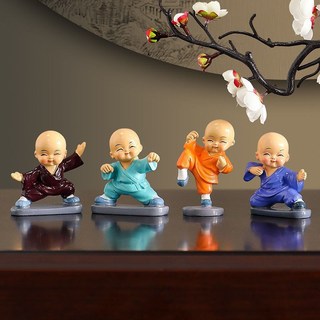[Set 4] Chú Tiểu Trang Trí Ô Tô Chú Tiểu Mini Tứ Không Chú Tiểu Để Bàn Trang Trí Trên Ô Tô