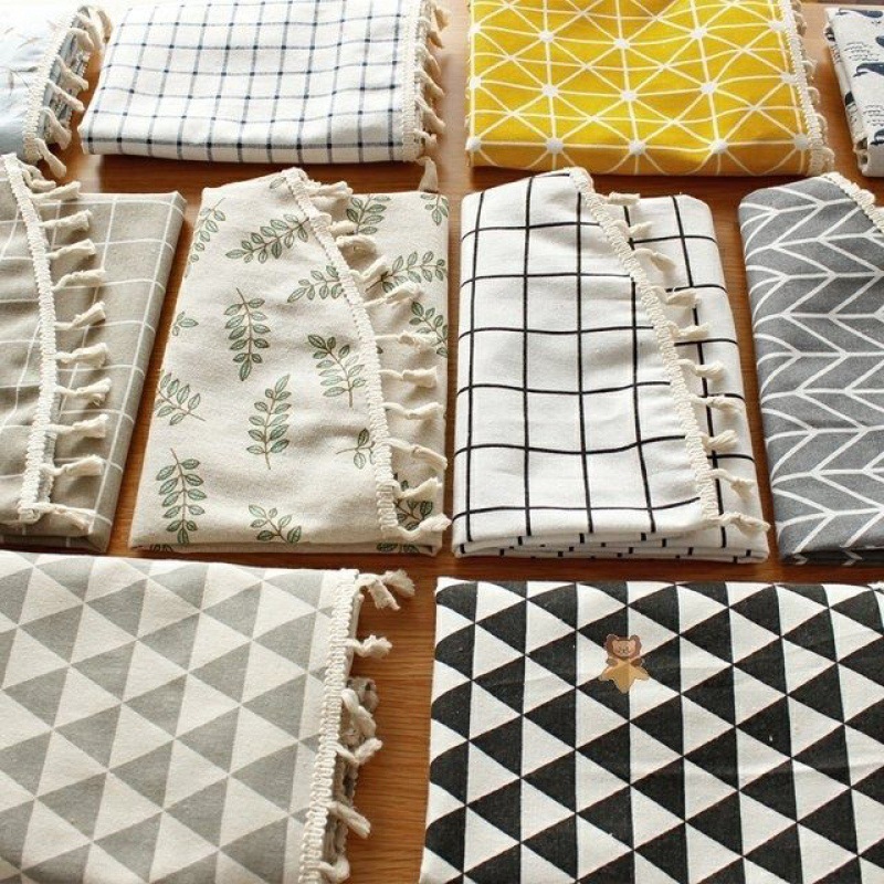 (50-75-100CM/VIỀN REN VINTAGE) Khăn canvas phủ tủ lạnh, tủ bếp, kệ mẫu ...