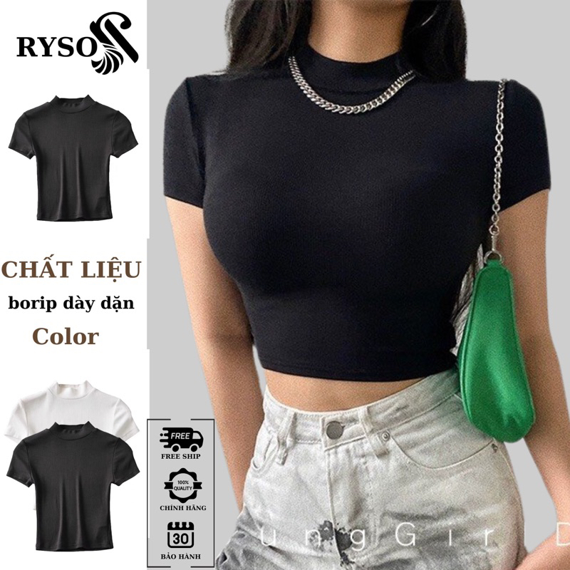 Áo Thun Cổ Lọ RYSO FASHION Tay Ngắn Form Ôm Chất Thun Gân Dày Dặn