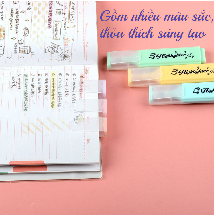 Bút dạ quang màu nước đánh dấu nhớ dòng highlight 6 màu dùng để đánh dấu trang trí