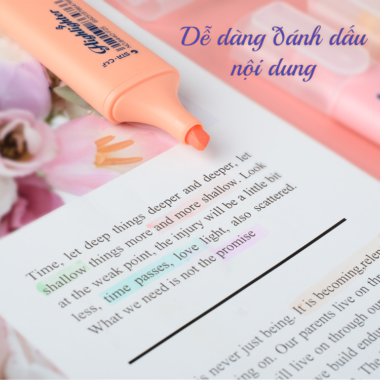 Bút dạ quang màu nước đánh dấu nhớ dòng highlight 6 màu dùng để đánh dấu trang trí
