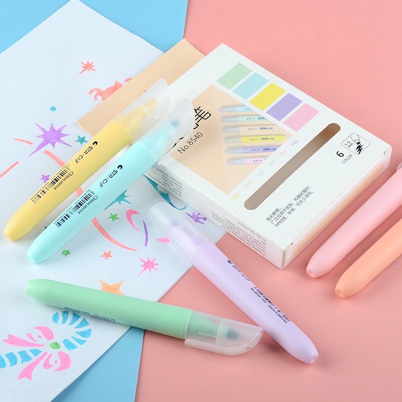 Bút dạ quang màu nước đánh dấu nhớ dòng highlight 6 màu dùng để đánh dấu trang trí