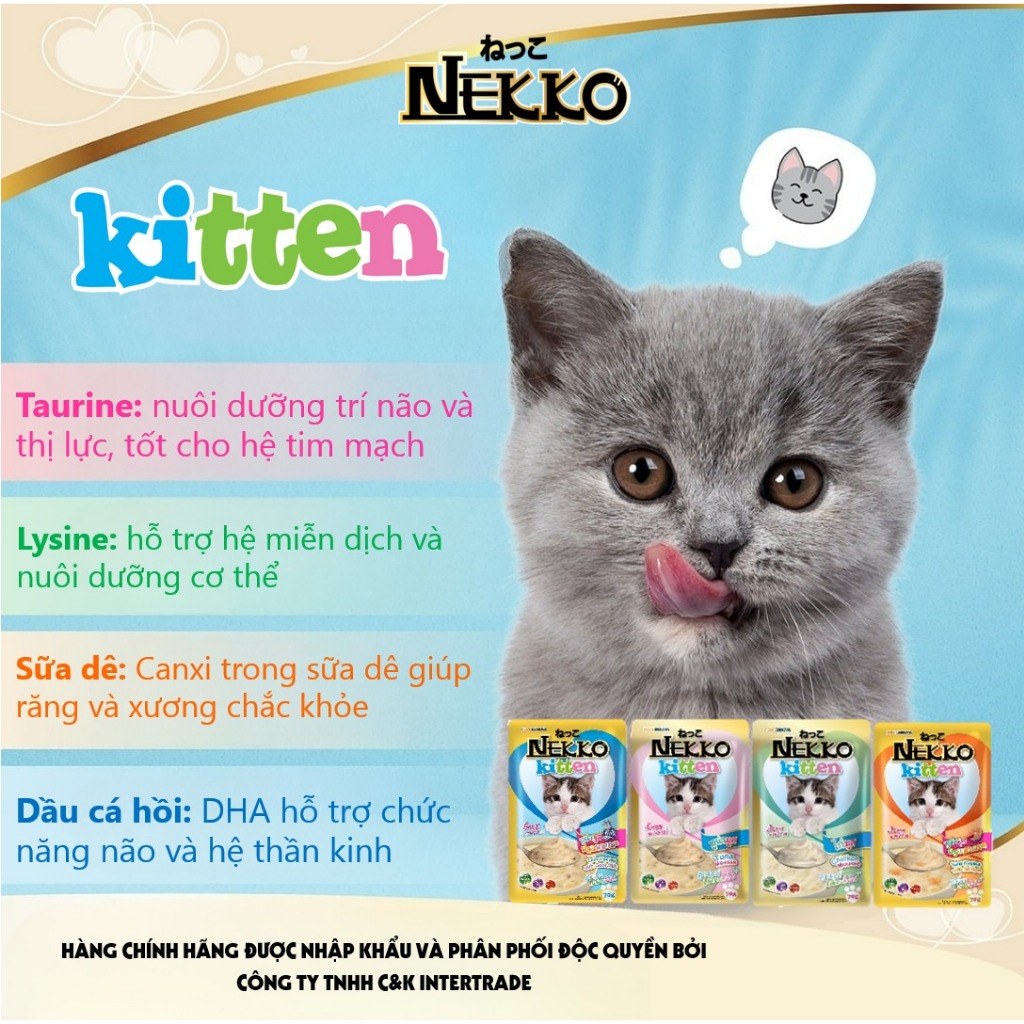Combo 12 gói Pate Nekko Kitten cho mèo con 70g dạng Mousse