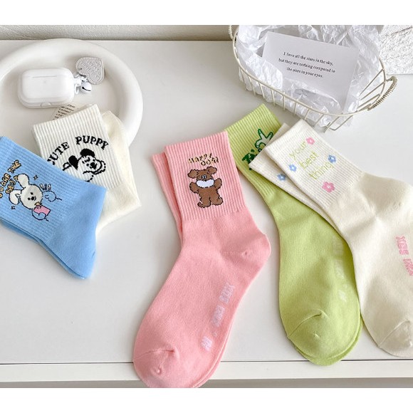 Vớ Tất hoạt hình cổ cao Unisex 5 màu phong cách thể thao, năng động.