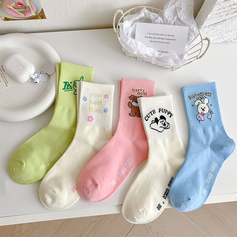 Vớ Tất hoạt hình cổ cao Unisex 5 màu phong cách thể thao, năng động.