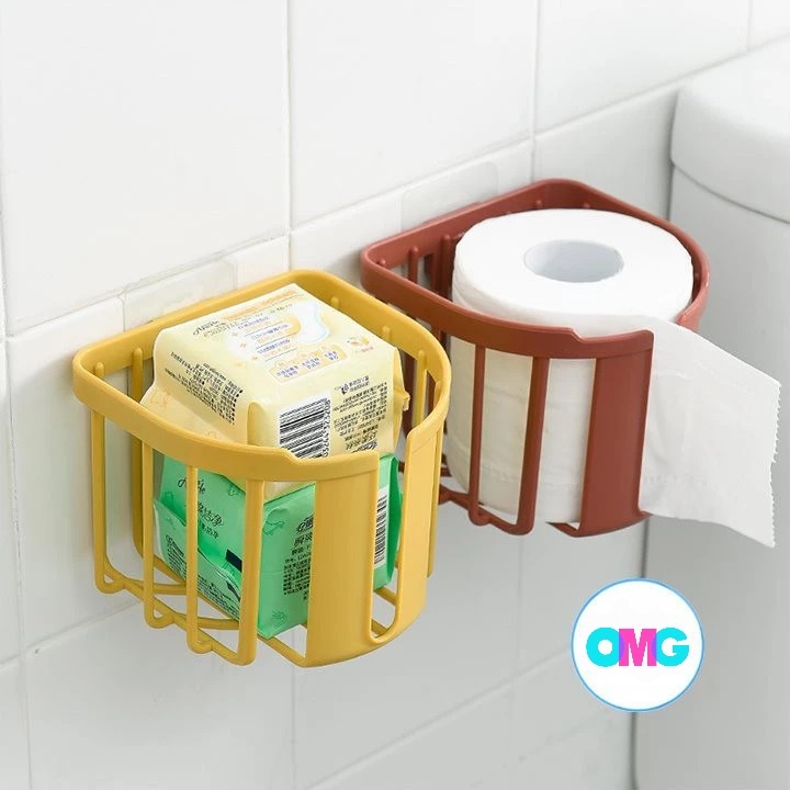 Giỏ tiện ích 3380 Giỏ đựng giấy vệ sinh dán tường tiện ích Việt Nhật, Khay kệ đựng đồ đa năng nhà tắm, nhà bếp