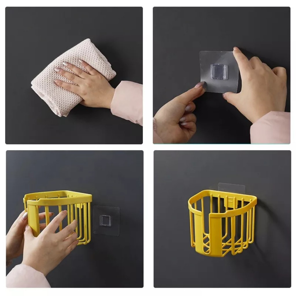 Giỏ tiện ích 3380 Giỏ đựng giấy vệ sinh dán tường tiện ích Việt Nhật, Khay kệ đựng đồ đa năng nhà tắm, nhà bếp