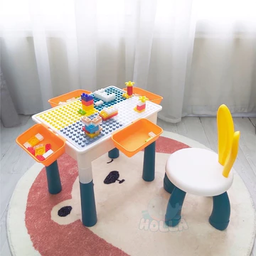 Bộ bàn ghế ghép lego Holla HL-10106 szie nhỏ cho bé tặng bộ lego 70 chi tiết