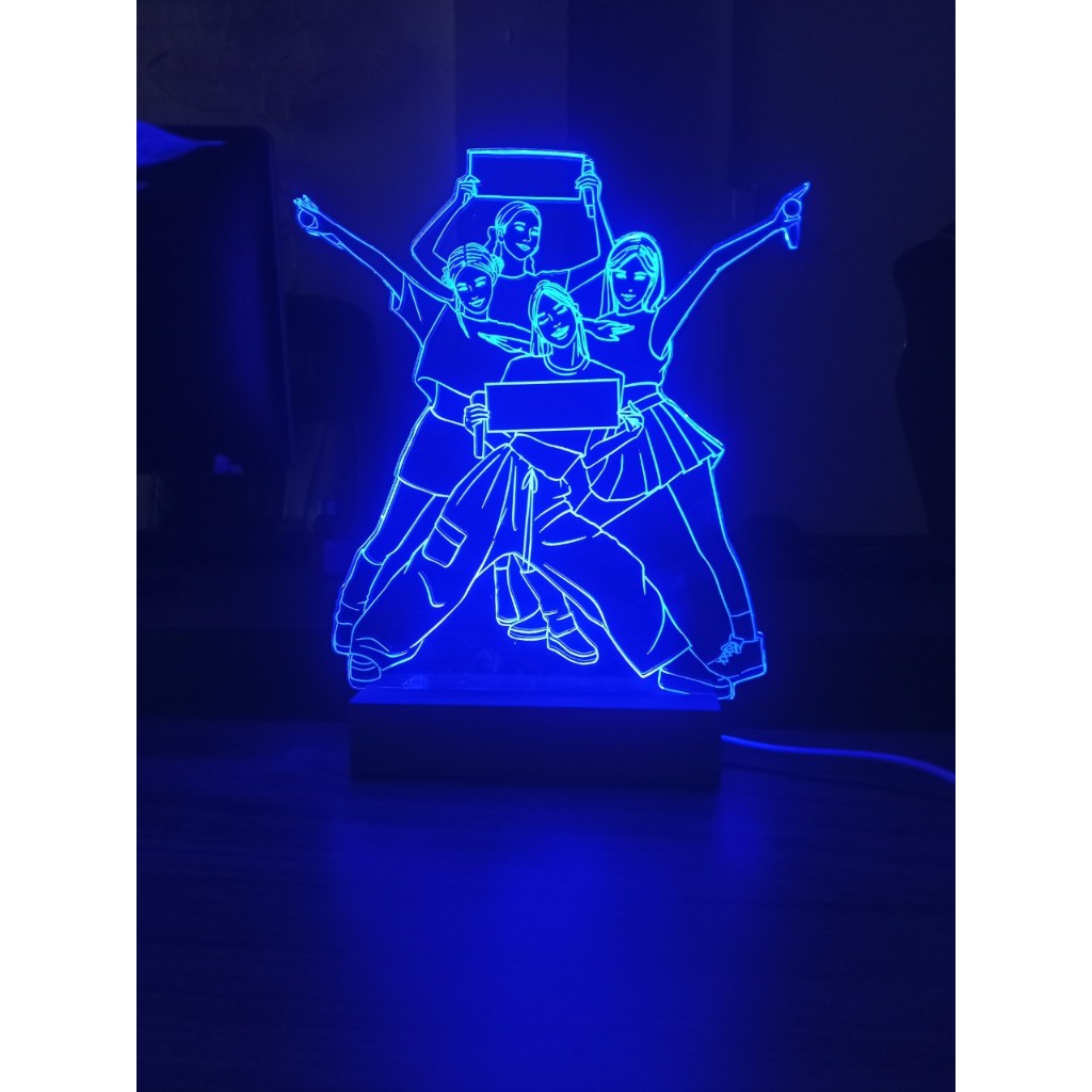 [Kèm quà tặng] Đèn ngủ 3d để bàn Khắc Blackpink đa dạng chế độ sáng trang trí phòng, đèn led decor cực chất tặng fan