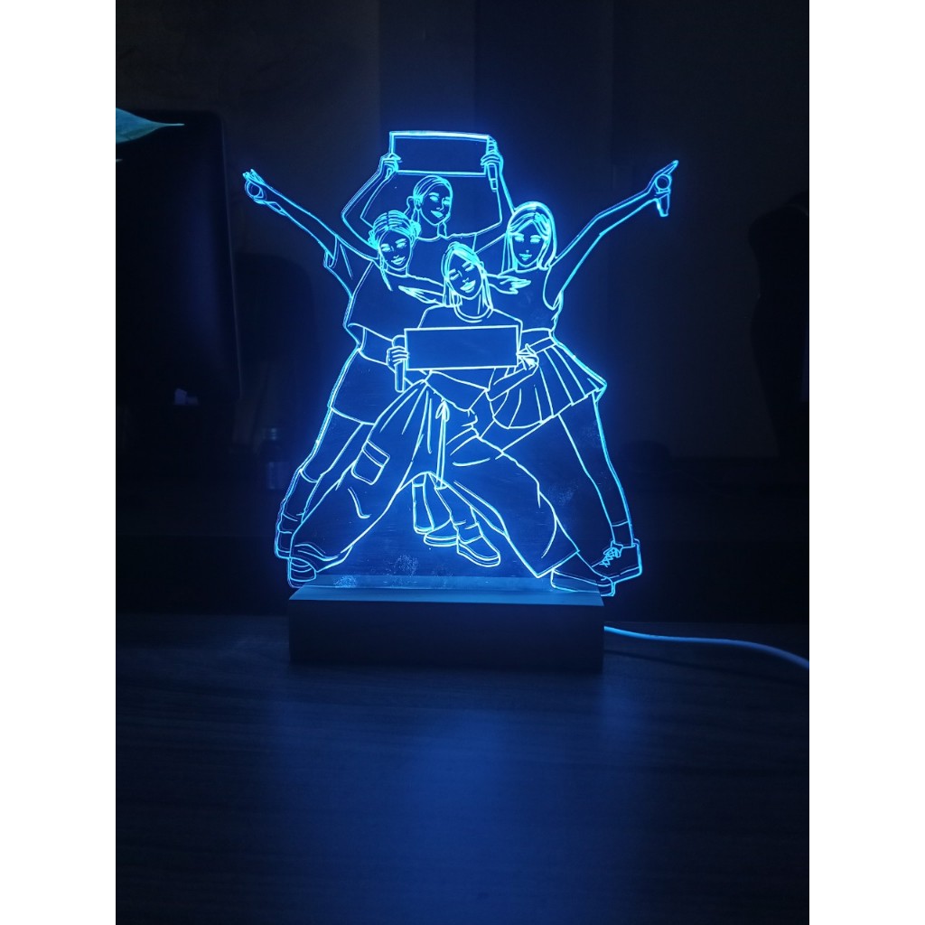 [Kèm quà tặng] Đèn ngủ 3d để bàn Khắc Blackpink đa dạng chế độ sáng trang trí phòng, đèn led decor cực chất tặng fan