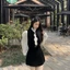 Set 3 Món Kèm Tag Nơ Áo Gile Nhung Lượn Sóng Kèm Sơmi Lụa + Chân Váy Cạp Cao Có Ảnh Thật Kèm Video