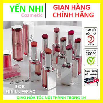 Son Thỏi 3CE Blur Matte Lipstick 4g Mịn Lì Mờ Ẩo Nhẹ Tênh Rosiness Mauve Drizzle Newtro Wave Salty Cinnamon In The Fog..