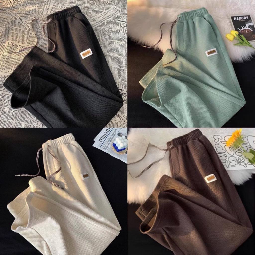 Quần Ống Rộng Chất Tổ Ong Phong Cách Unisex Dây Rút Caro Mới | BigBuy360 - bigbuy360.vn