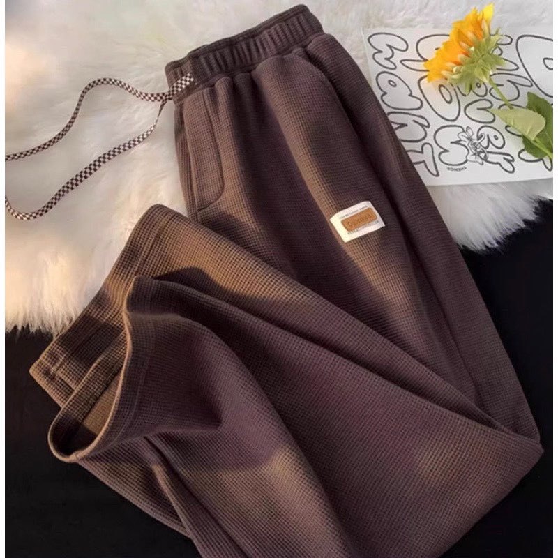 Quần Ống Rộng Chất Tổ Ong Phong Cách Unisex Dây Rút Caro Mới | BigBuy360 - bigbuy360.vn