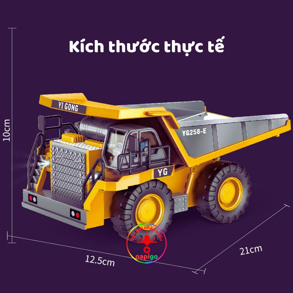 Xe tải điều khiển từ xa YIGONG 9 kênh thùng hợp kim, đồ chơi cho bé, xe công trình NAPIGO