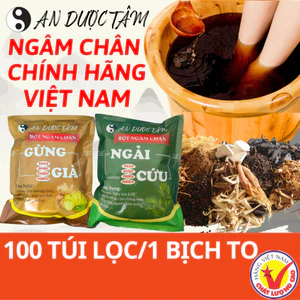COMBO 100 Túi Bột Thảo Dược Ngâm Chân An Dược Tâm VIỆT NAM, Gừng Già - Ngải Cứu. Thải Độc - Giảm Đau Nhức Xương Khớp